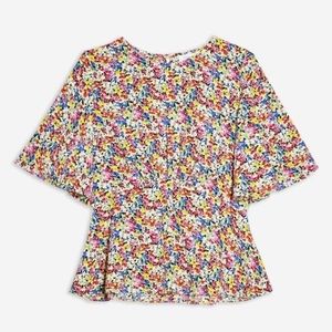 TOPSHOP PETITE Floral Print Angel Sleeve Blouse